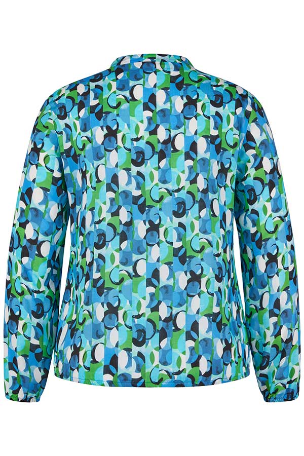 TURQUOISE GEOMETRIC PRINT BLOUSE