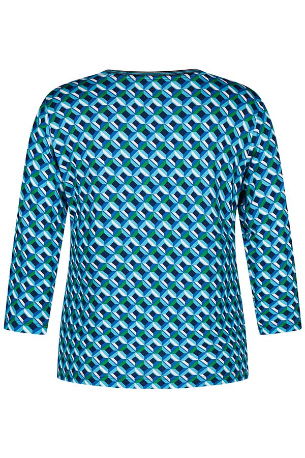 TURQUOISE GEOMETRIC PRINT T-SHIRT