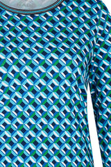 TURQUOISE GEOMETRIC PRINT T-SHIRT