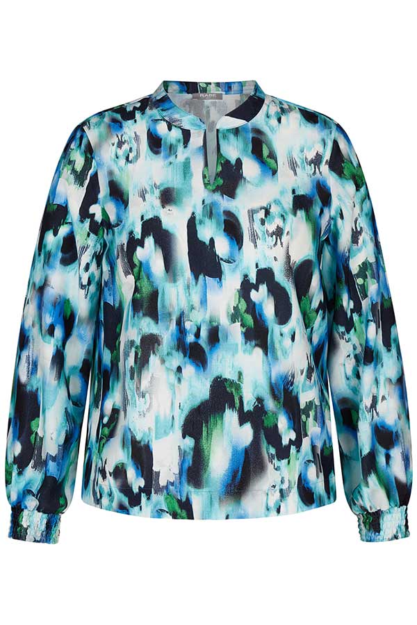 TURQUOISE ABSTRACT PRINT BLOUSE