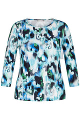 TURQUOISE ABSTRACT PRINT ROUND NECK T-SHIRT