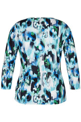 TURQUOISE ABSTRACT PRINT ROUND NECK T-SHIRT