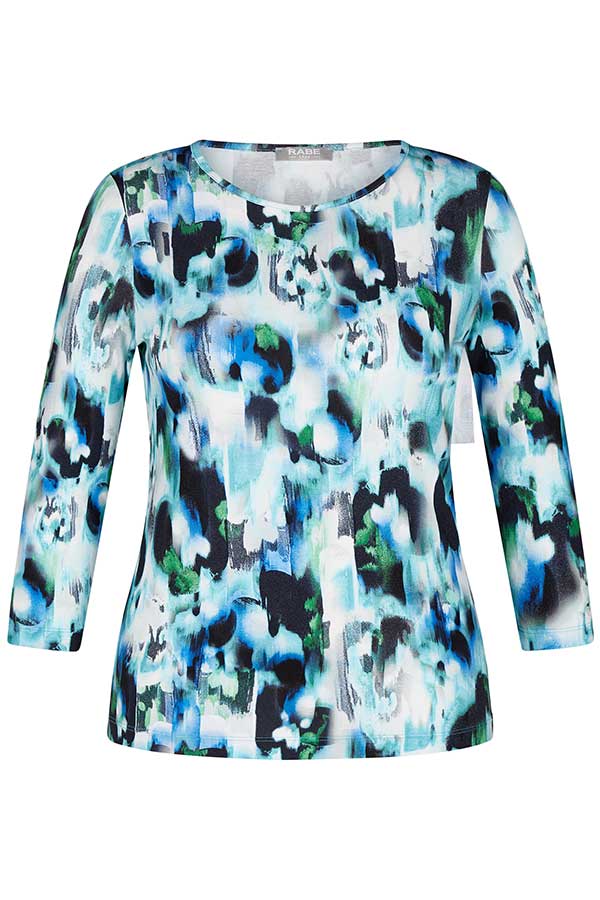 TURQUOISE ABSTRACT PRINT ROUND NECK T-SHIRT