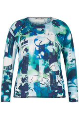 TURQUOISE ABSTRACT PRINT PULLOVER