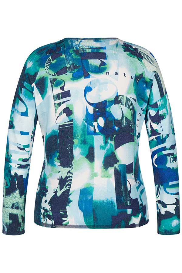 TURQUOISE ABSTRACT PRINT PULLOVER