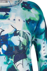 TURQUOISE ABSTRACT PRINT PULLOVER