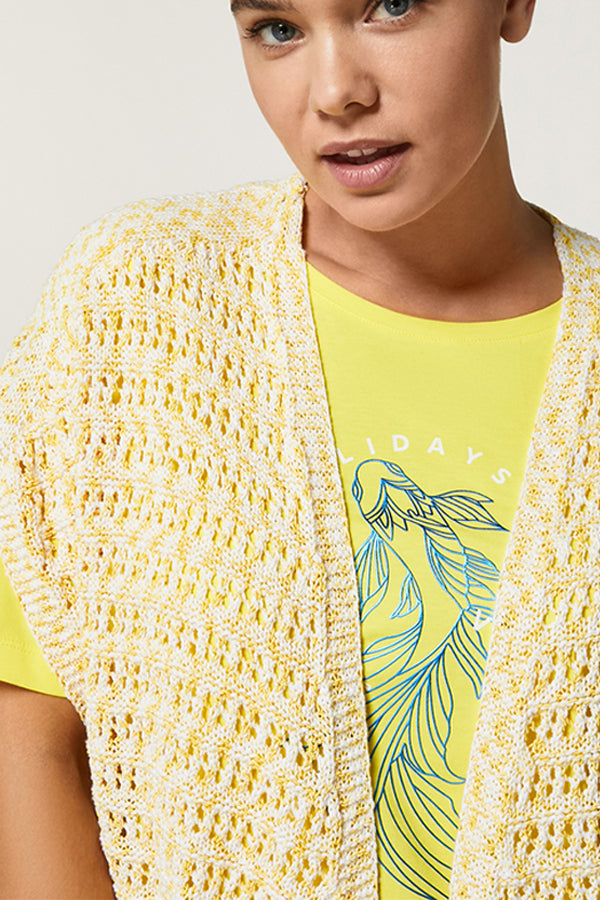 ZOLDER YELLOW COTTON YARN CARDIGAN