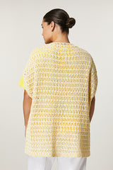 ZOLDER YELLOW COTTON YARN CARDIGAN