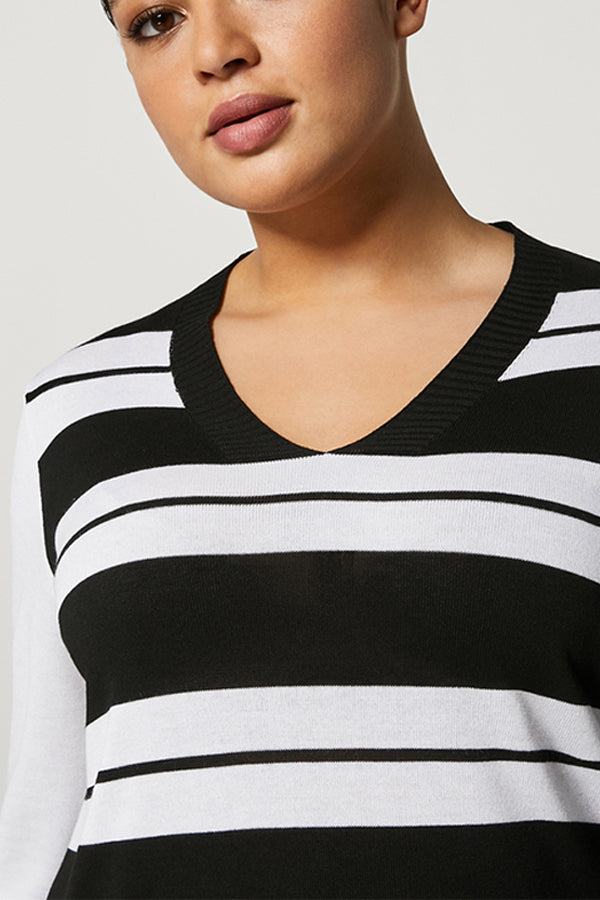 NARDO STRIPED FLUID VISCOSE CREPE SWEATER