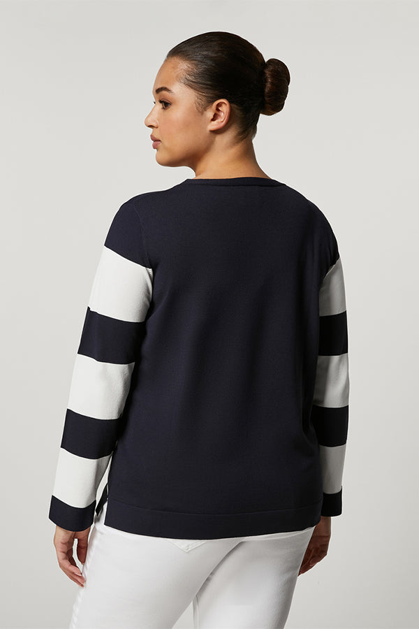 ANGIO NAVY STRIPED VISCOSE SWEATER