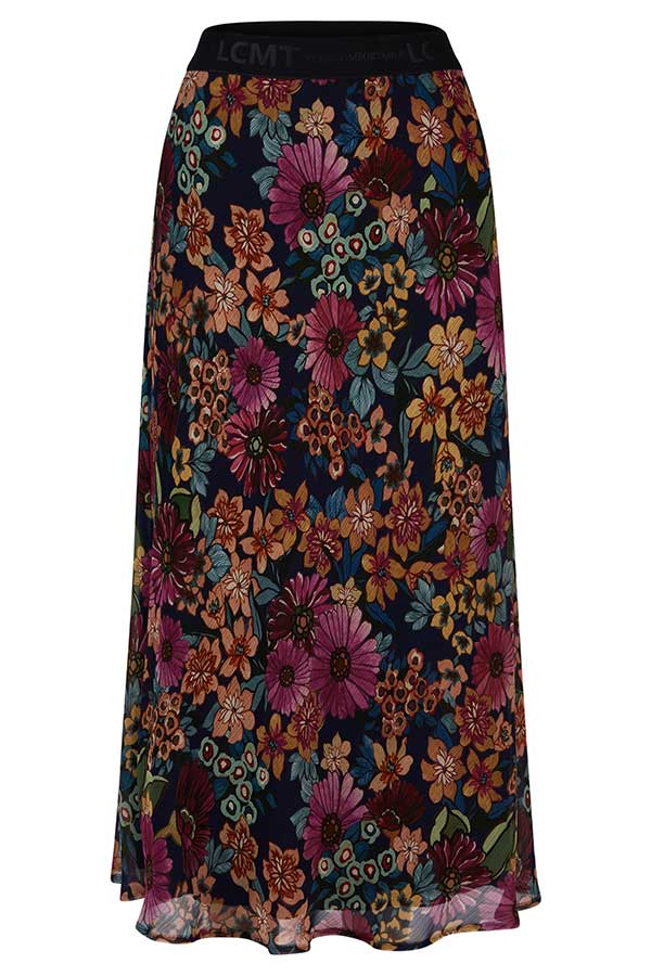 DEEP BLUE FLORAL PRINT SKIRT