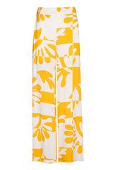 YELLOW PRINT STRAIGHT LEG TROUSERS