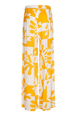 YELLOW PRINT STRAIGHT LEG TROUSERS