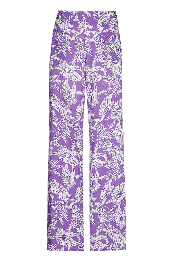 BIRD PRINT LOOSE STRAIGHT TROUSERS