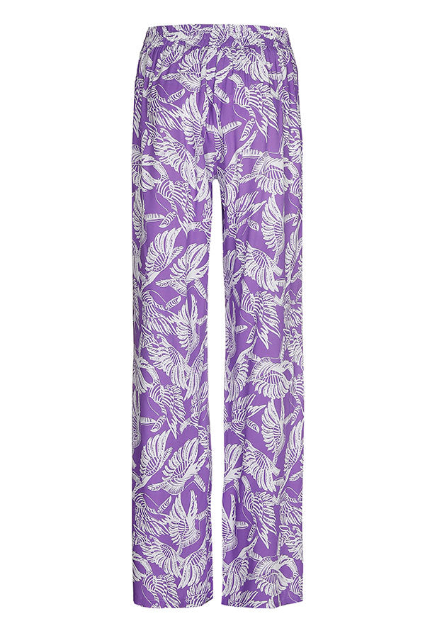 BIRD PRINT LOOSE STRAIGHT TROUSERS