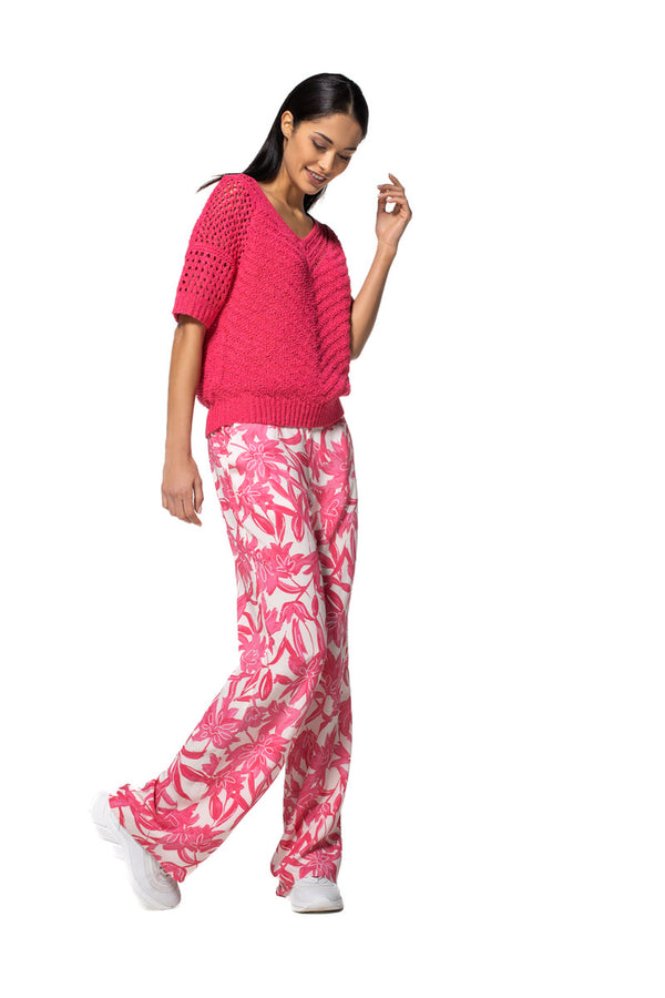 LOOSE FIT FLORAL PRINT STRAIGHT TROUSERS