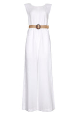 WHITE LOOSE WIDE LEG JUMPSUIT