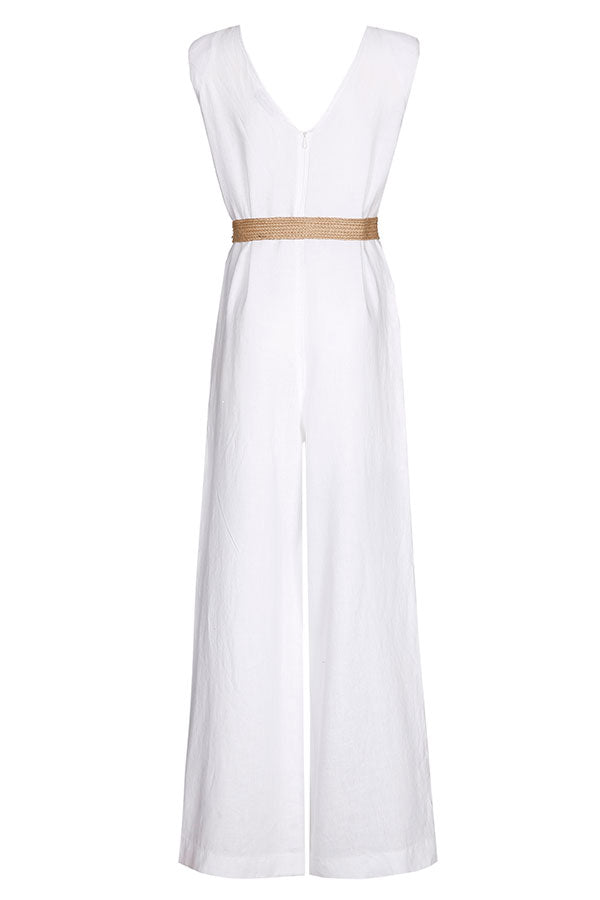 WHITE LOOSE WIDE LEG JUMPSUIT