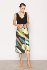 WATERCOLOR PRINT PAREO STYLE SKIRT