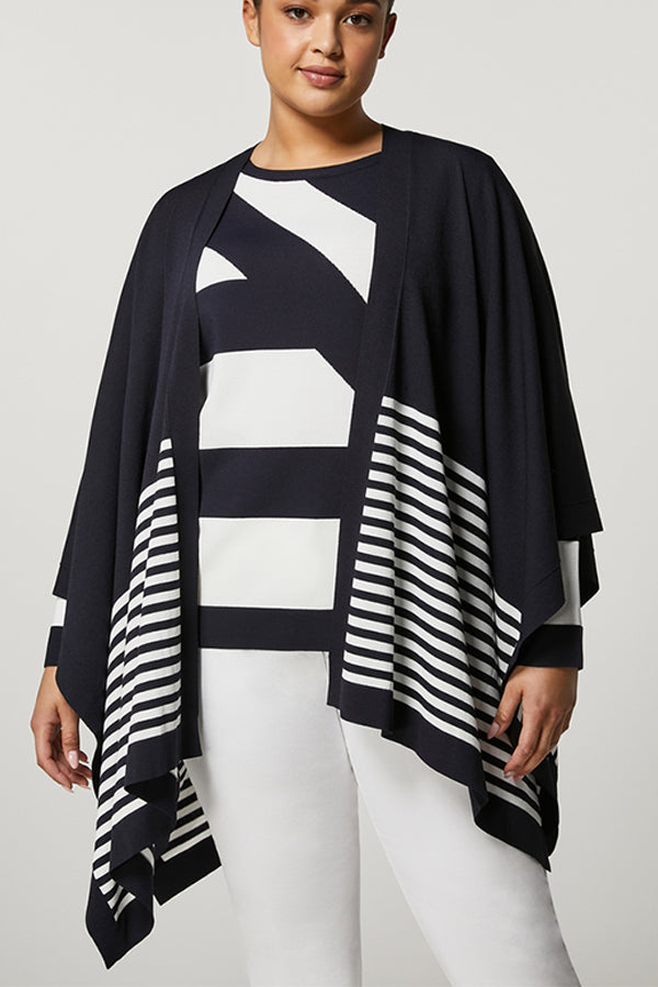 PAGANO NAVY BLUE STRIPED VISCOSE CAPE