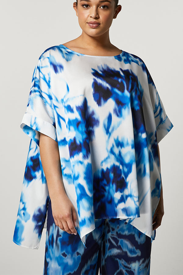 MAGNETE WATERCOLOR FLORAL PRINT PONCHO