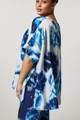 MAGNETE WATERCOLOR FLORAL PRINT PONCHO