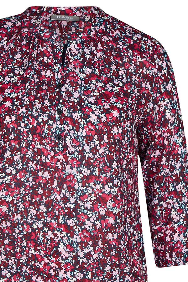 BURGUNDY SMALL FLORAL PRINT BLOUSE