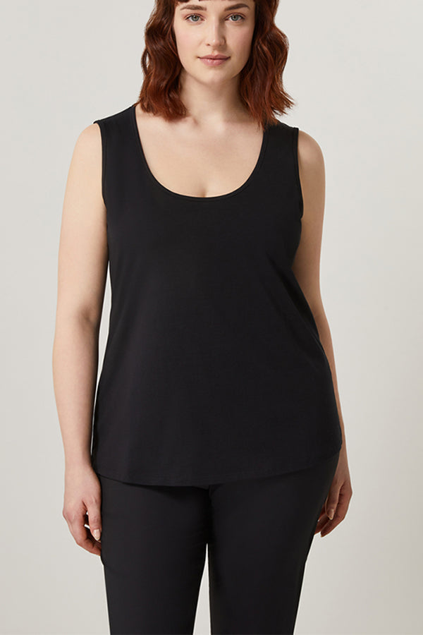 RELAIS BLACK COTTON JERSEY TOP