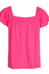 HOT PINK SMOCK LINEN TOP