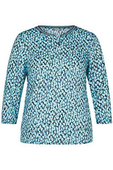 TURQUOISE DOTTED PRINT BLOUSE