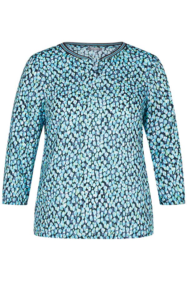 TURQUOISE DOTTED PRINT BLOUSE