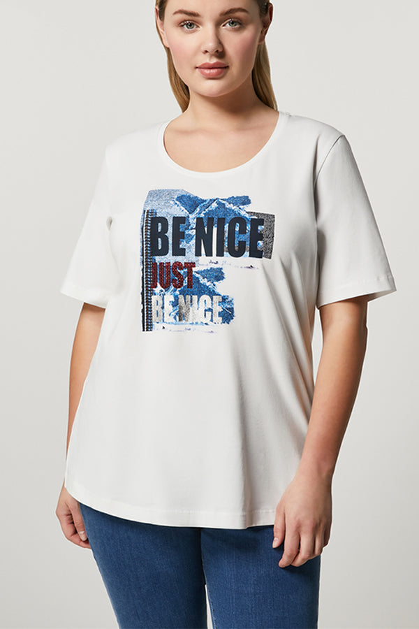 OSCURI "BE NICE" COTTON JERSEY T-SHIRT