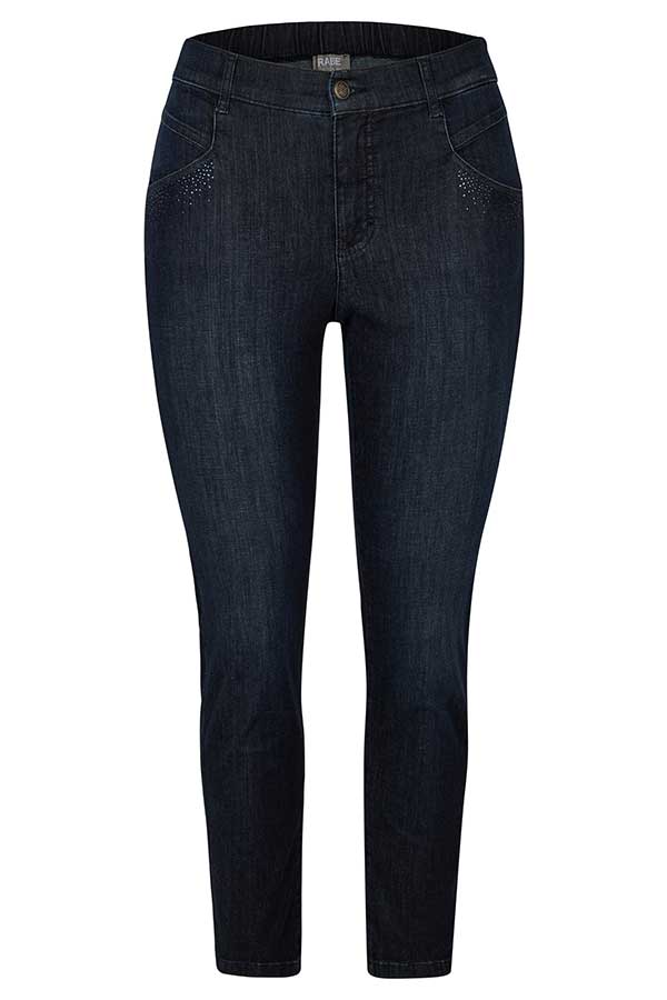 DARK INDIGO BEDAZZLED SKINNY JEANS