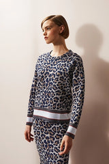 LEOPARD PRINT ROUND NECK SWEATER