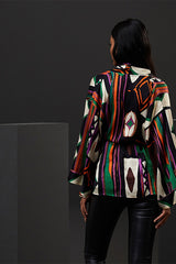 GRAPHIC PRINT SATIN KIMONO