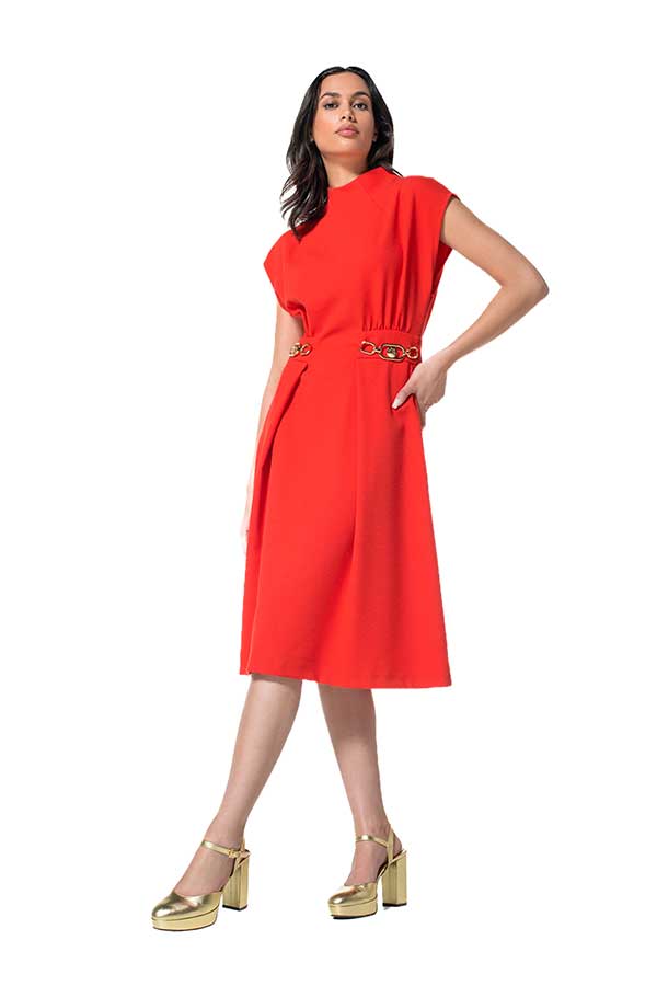 HIGH NECK LOOSE CREPE DRESS