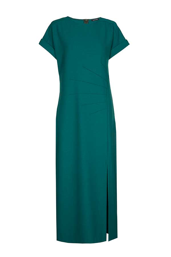 EMERALD FITTED MIDI STRETCH DRESS