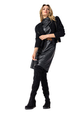 ECO LEATHER STRAIGHT KNEE LENGTH DRESS