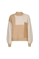 BEIGE COLORBLOCK PULLOVER