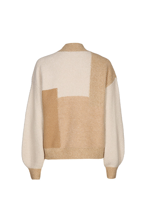 BEIGE COLORBLOCK PULLOVER