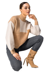 BEIGE COLORBLOCK PULLOVER