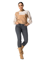 BEIGE COLORBLOCK PULLOVER