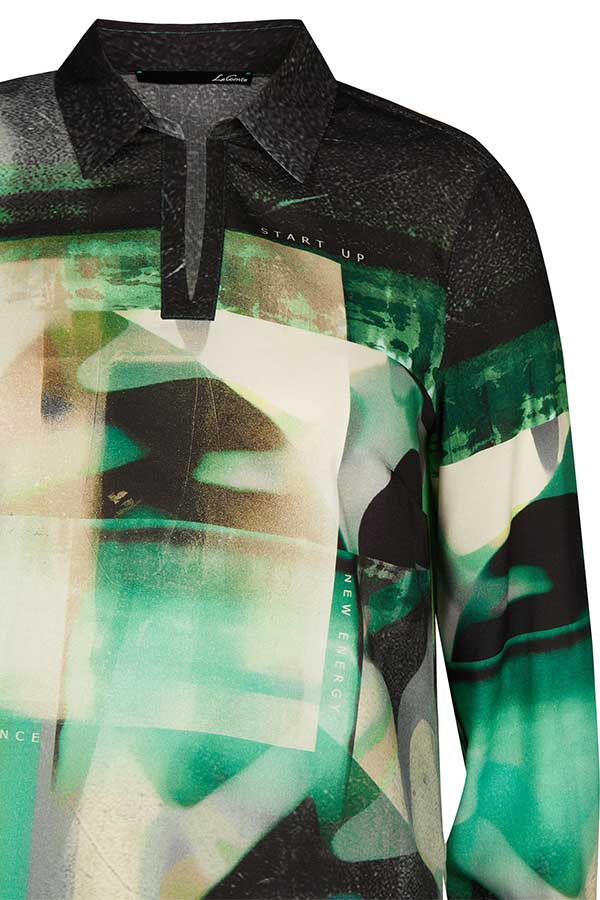 GREEN ABSTRACT PRINT BLOUSE