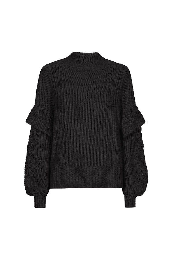 CABLE KNIT SLEEVES PULLOVER