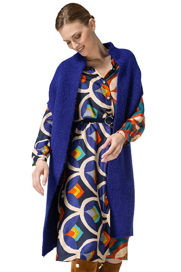 INDIGO MID-LENGTH LOOSE CARDIGAN