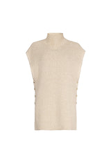 SIDE SEAM BUTTON SLEEVELESS SWEATER