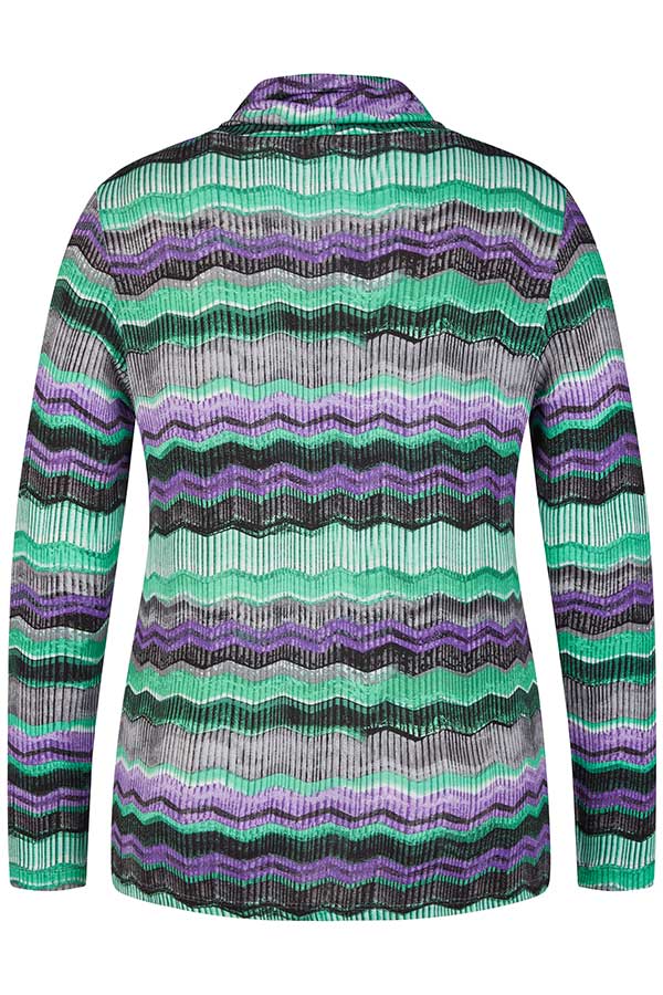 GREEN ZIGZAG PRINT PULLOVER