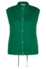 GREEN BUTTON UP TEXTURED GILET