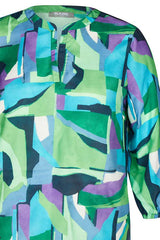 GREEN ABSTRACT PRINT BLOUSE