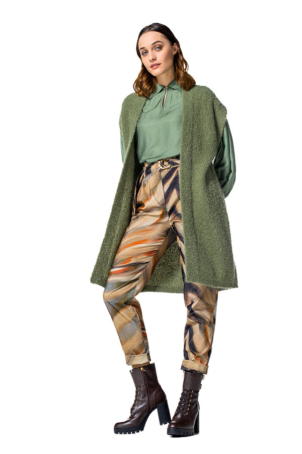 ANIMAL PRINTED HIGH WAIST SOFT BAGGY TROUSERS